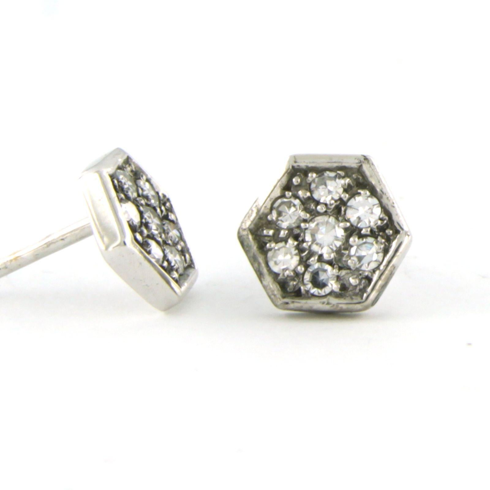 Single Cut Earrings set with single cut diamonds up to 0.44ct 18k white gold For Sale