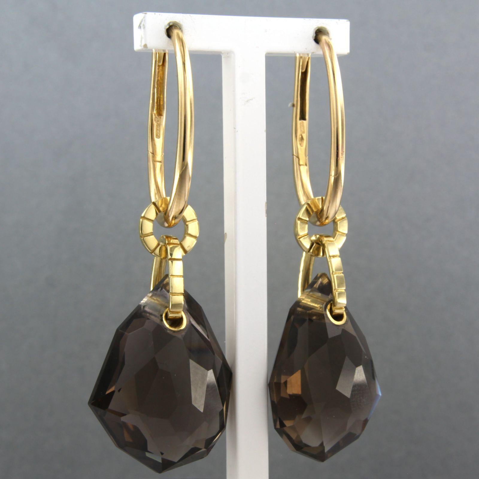 Modern Earrings set with smoky quartz 18k yellow gold For Sale