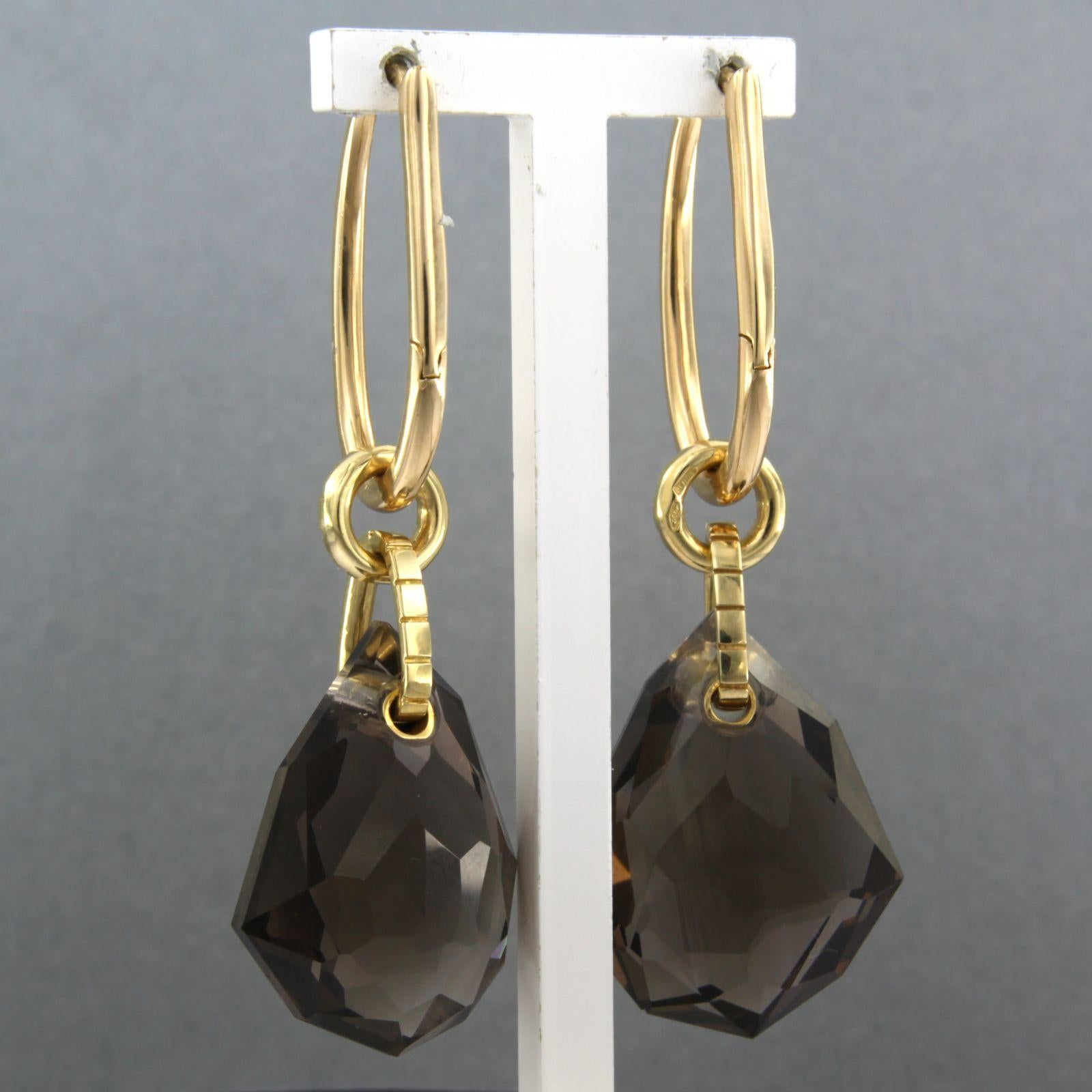 Earrings set with smoky quartz 18k yellow gold In Good Condition For Sale In The Hague, ZH