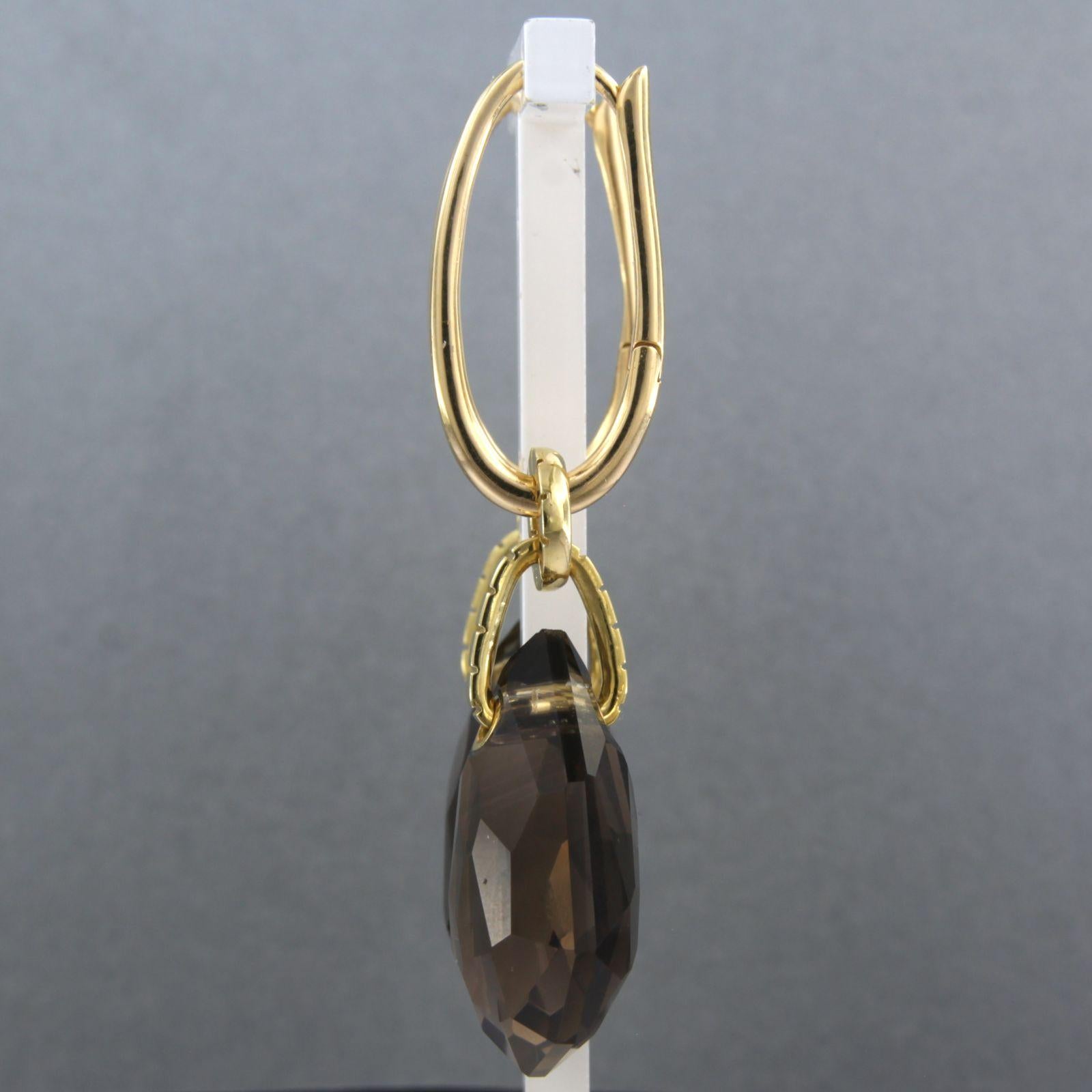 Women's Earrings set with smoky quartz 18k yellow gold For Sale