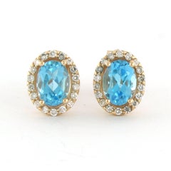 Earrings set with topaz and brilliant cut diamonds up to 0.26ct 14k pink gold