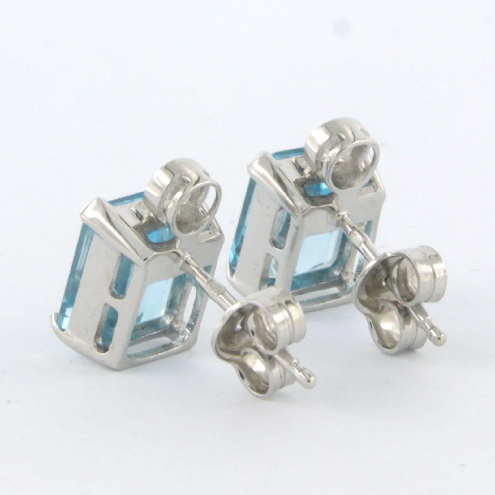Earrings set with topaz and diamonds 14k white gold 1