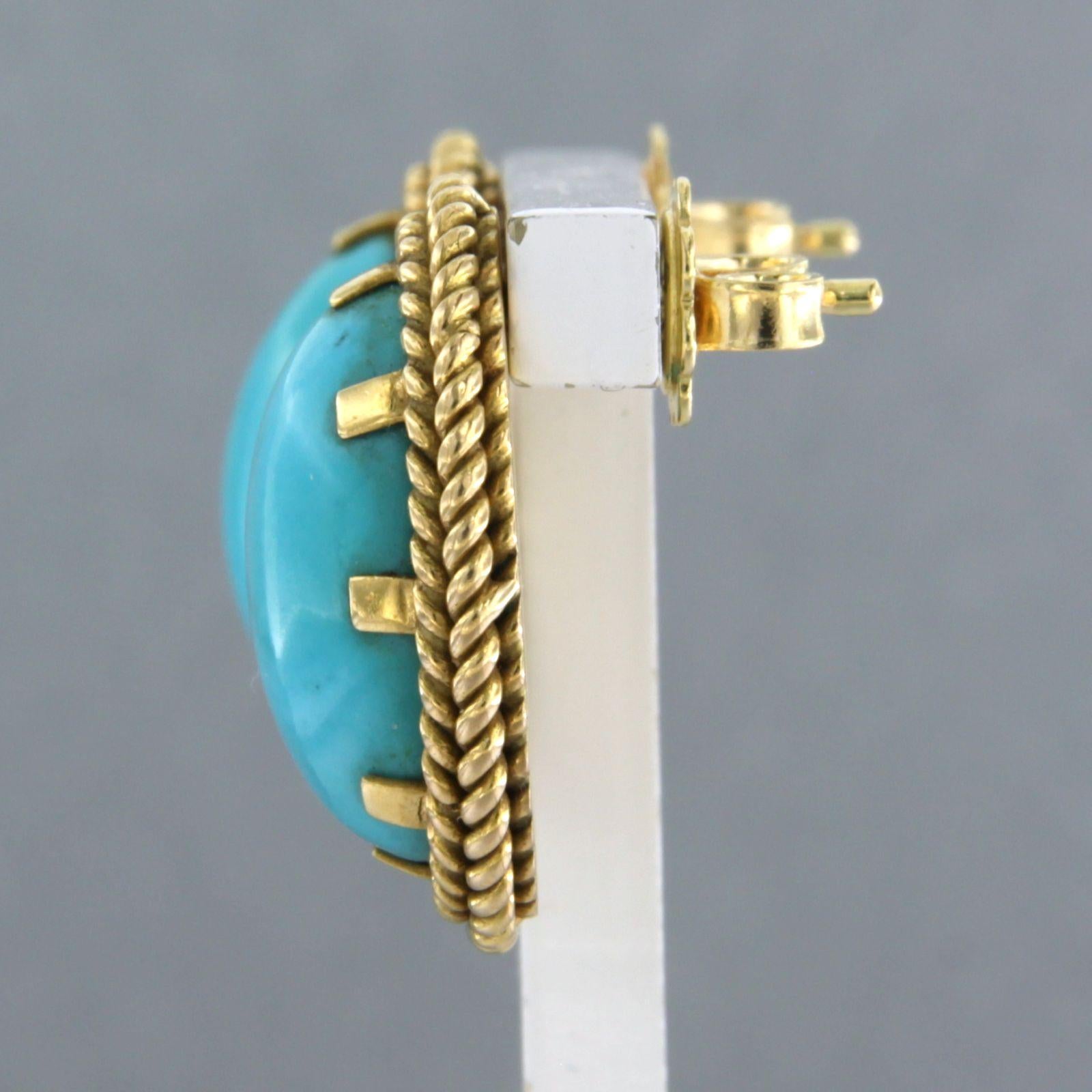 Earrings set with Turquoise 18k yellow gold In Excellent Condition For Sale In The Hague, ZH