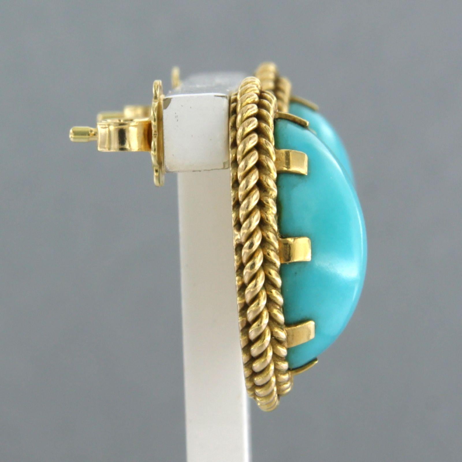 Women's Earrings set with Turquoise 18k yellow gold For Sale
