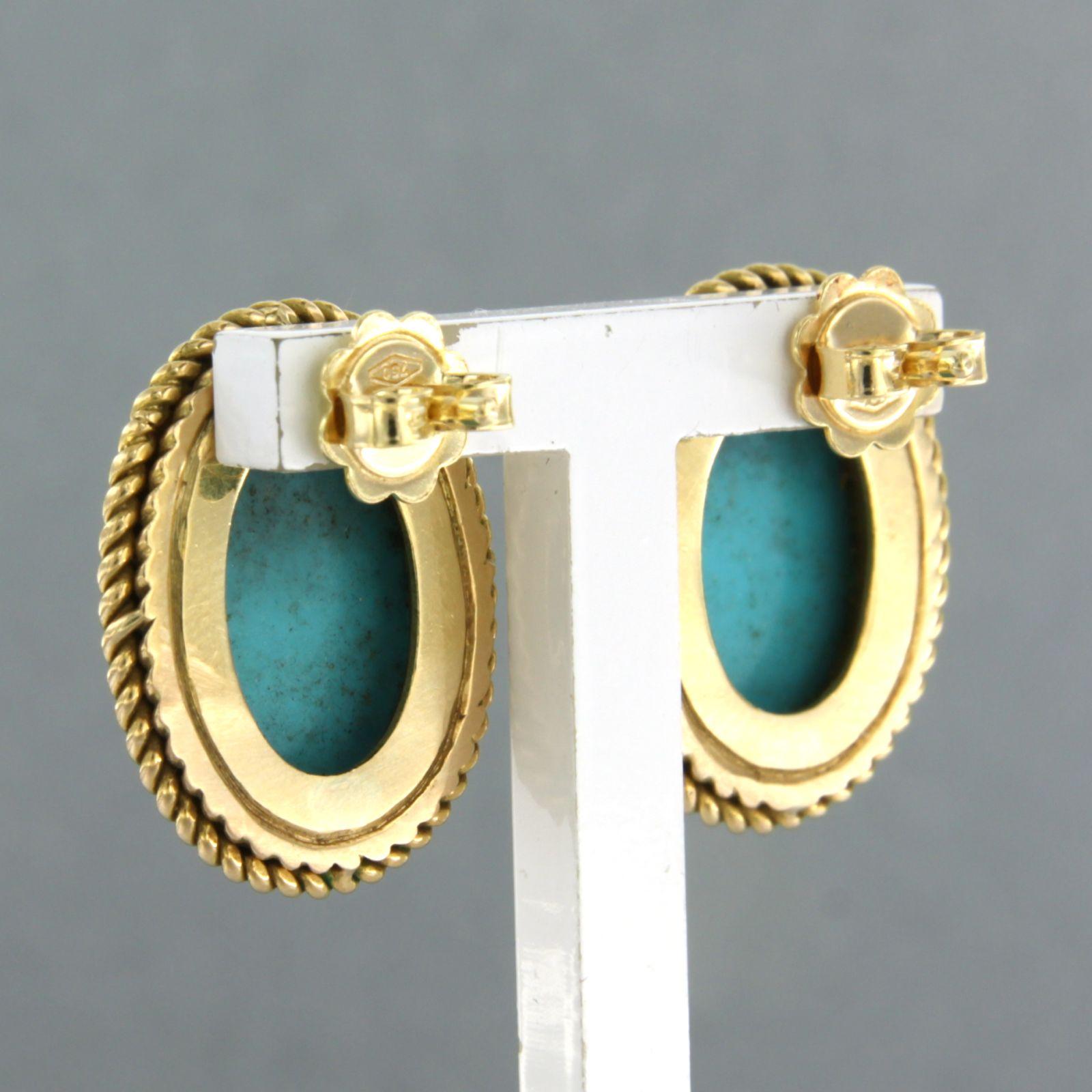 Earrings set with Turquoise 18k yellow gold For Sale 1