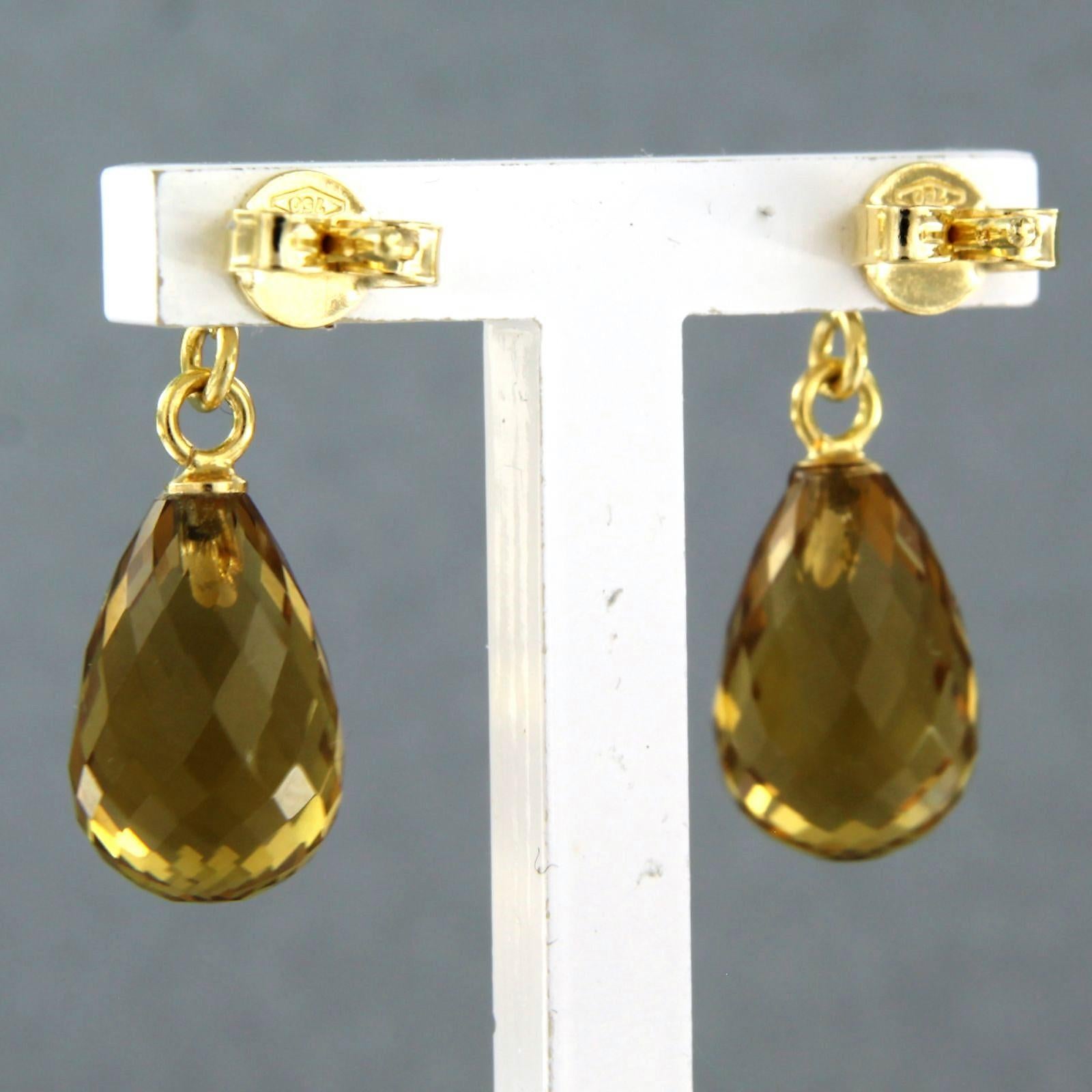 Earrings set with yellow citrine and diamonds 18k yellow gold In New Condition For Sale In The Hague, ZH