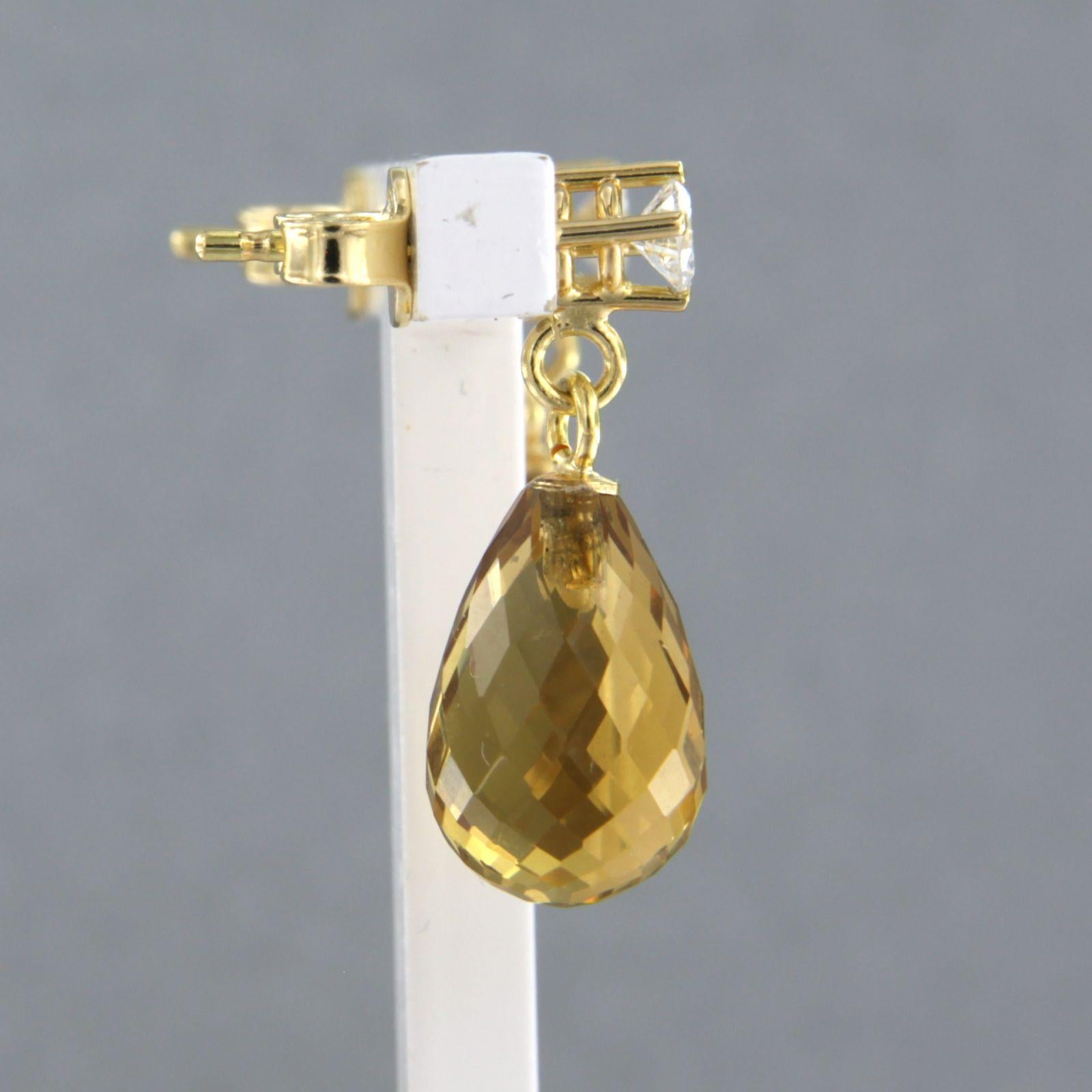 Earrings set with yellow citrine and diamonds 18k yellow gold For Sale 1