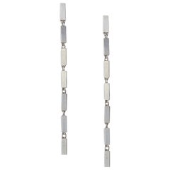 Earrings Short 924 Sterling Silver Simple Greek Lightweight Chain Rectangular