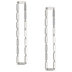 Earrings Short 924 Sterling Silver Simple Greek Lightweight Chain Rectangular