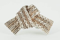 Vintage Hermès of Paris Tied Ribbon Brooch in Silver & 18 Karat Gold, circa 1960