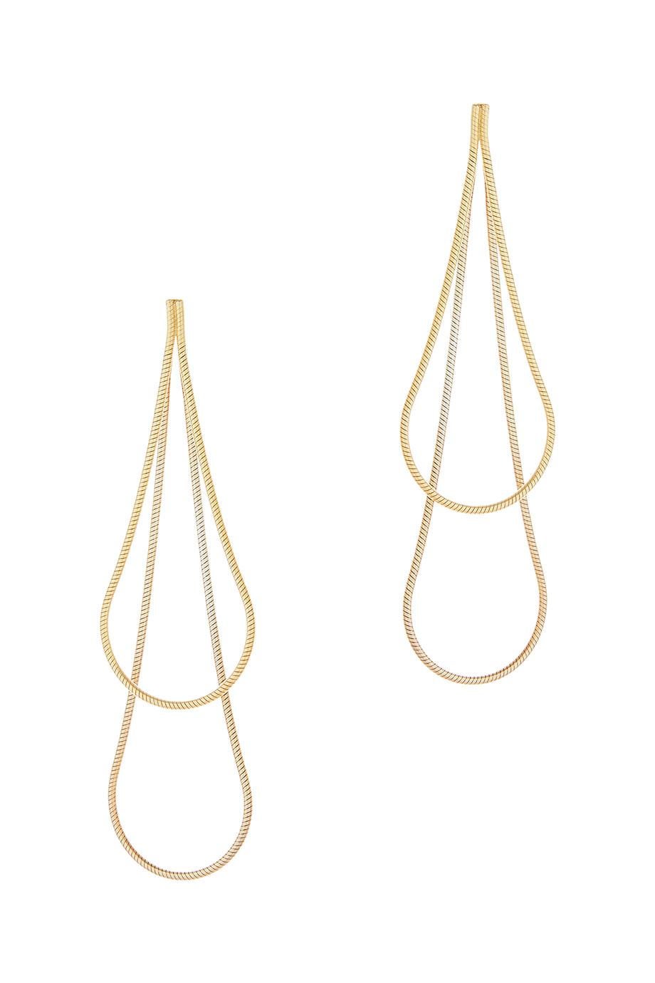 Earrings Smart Long Drops Snake Chain 18 Karat Gold-Plated Silver Greek Jewelry For Sale 2