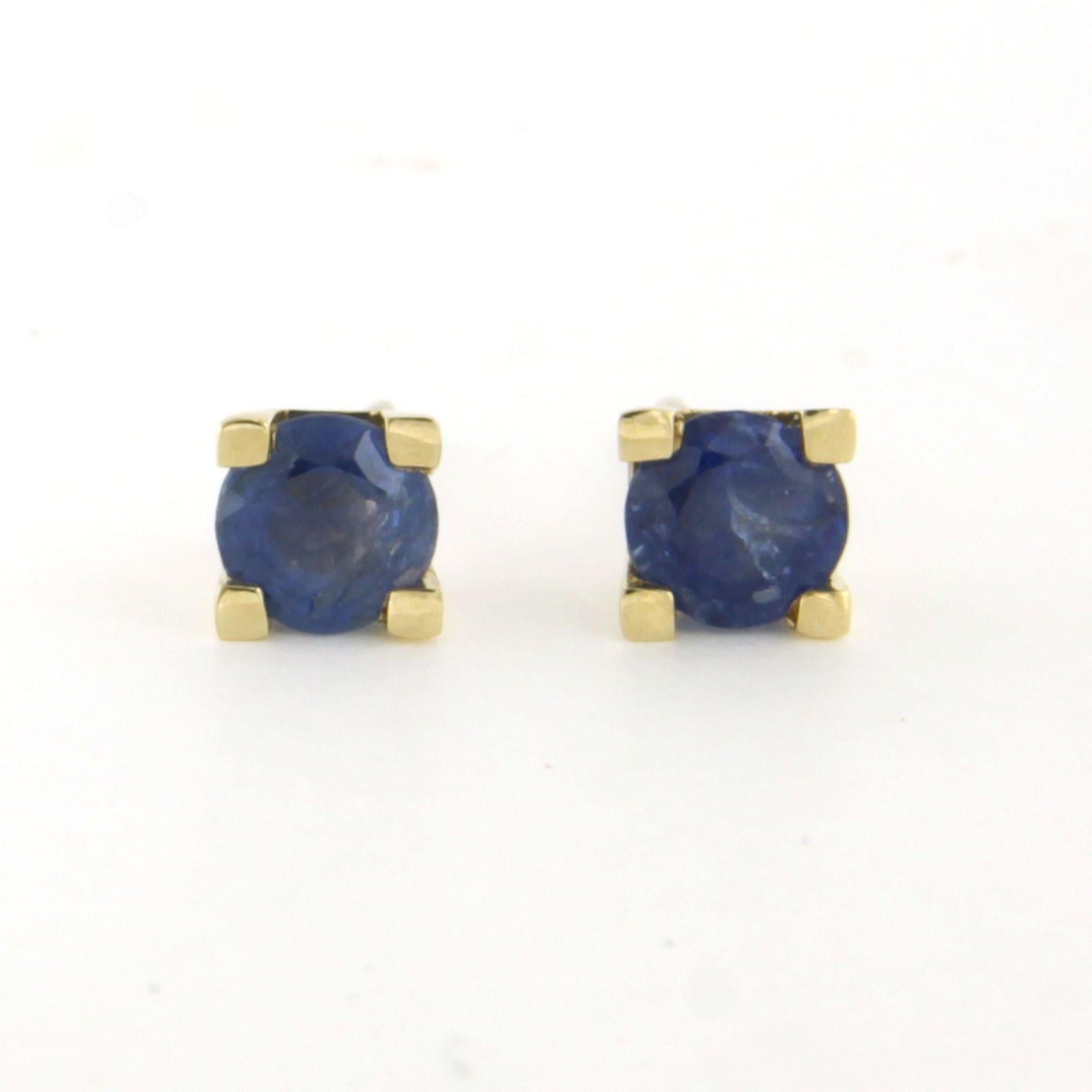 Earrings solitaire studs with sapphire up to 1.26ct 14k yellow gold 1.8 grams For Sale 1