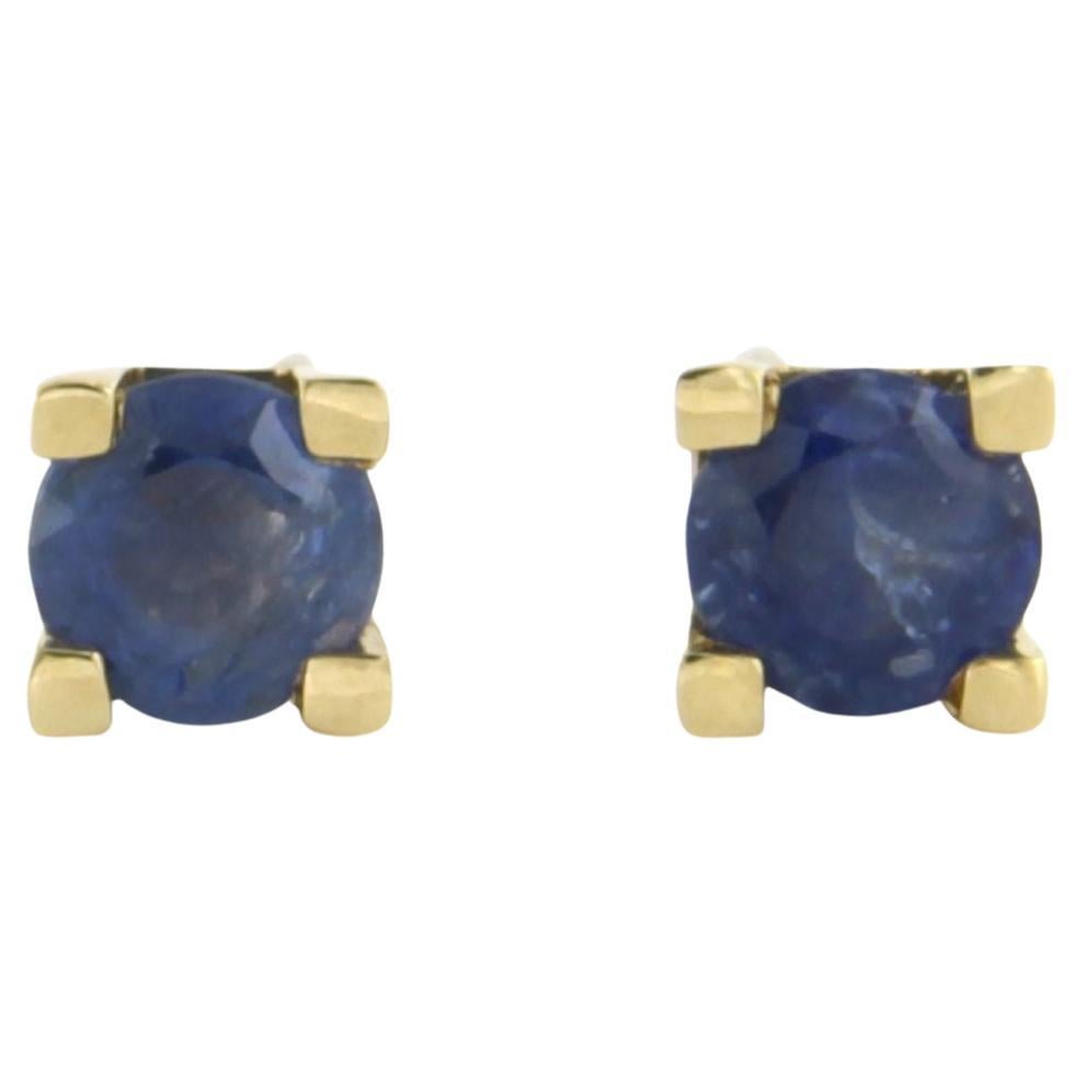 Earrings solitaire studs with sapphire up to 1.26ct 14k yellow gold 1.8 grams