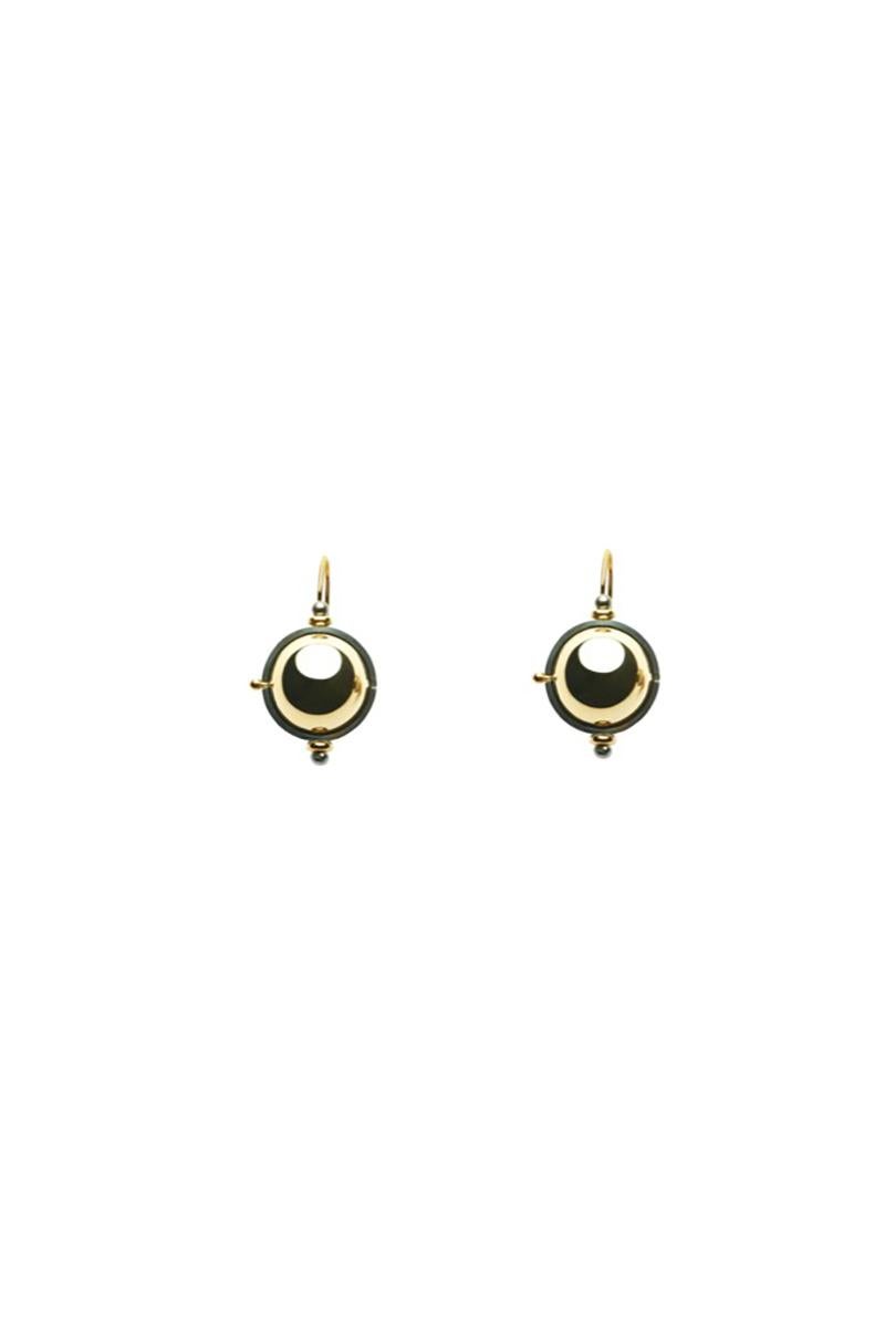 Neoclassical Sphere Stud Earrings Onyx by Elie Top
