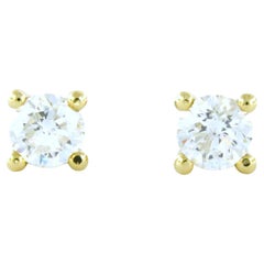 Boucles d'oreilles serties de diamants taille brillant jusqu'à 1,08 ct Or jaune 14k