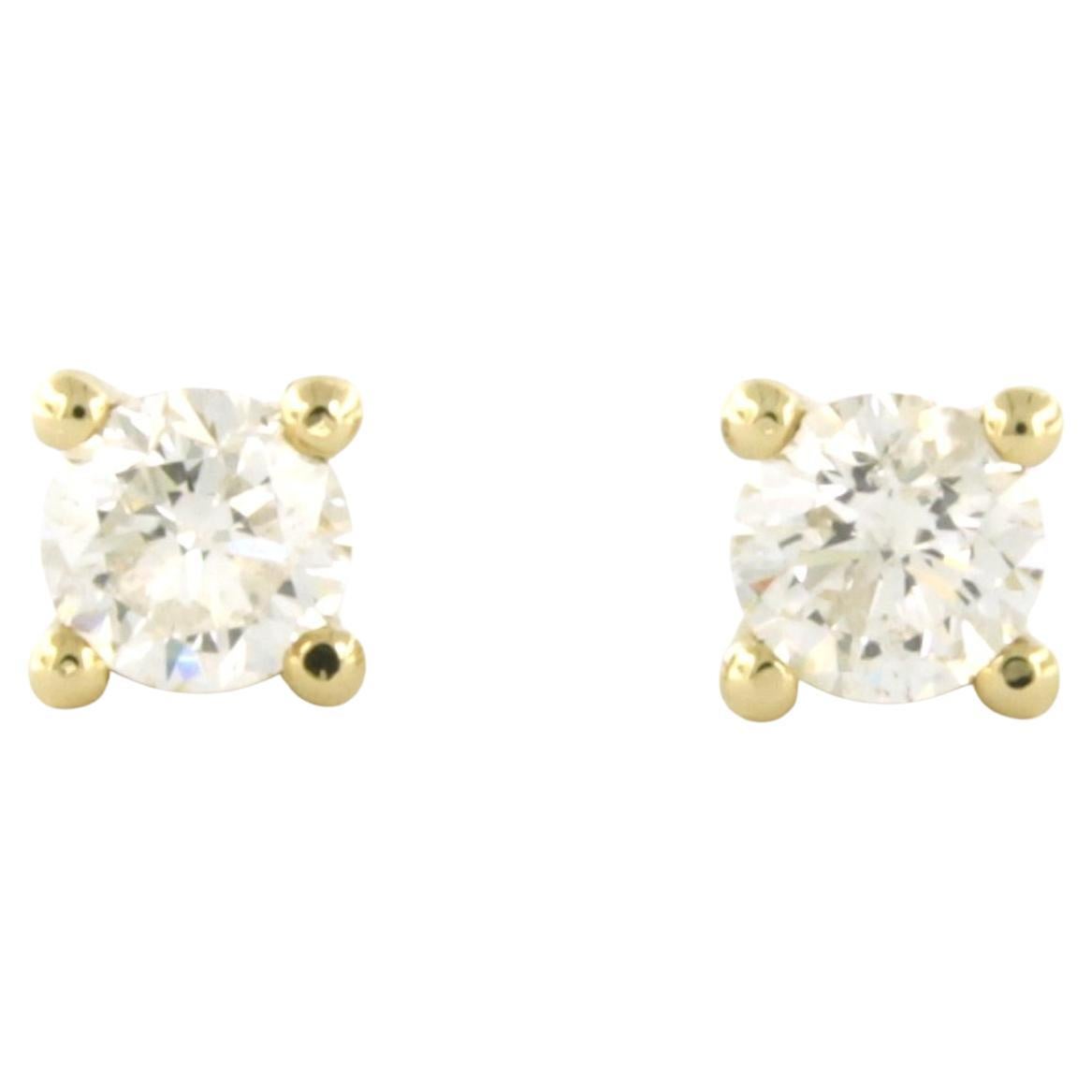 Boucles d'oreilles serties de diamants taille brillant jusqu'à 1,08 ct Or jaune 14k en vente