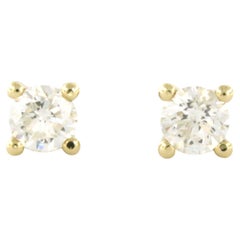 Boucles d'oreilles serties de diamants taille brillant jusqu'à 1,08 ct Or jaune 14k
