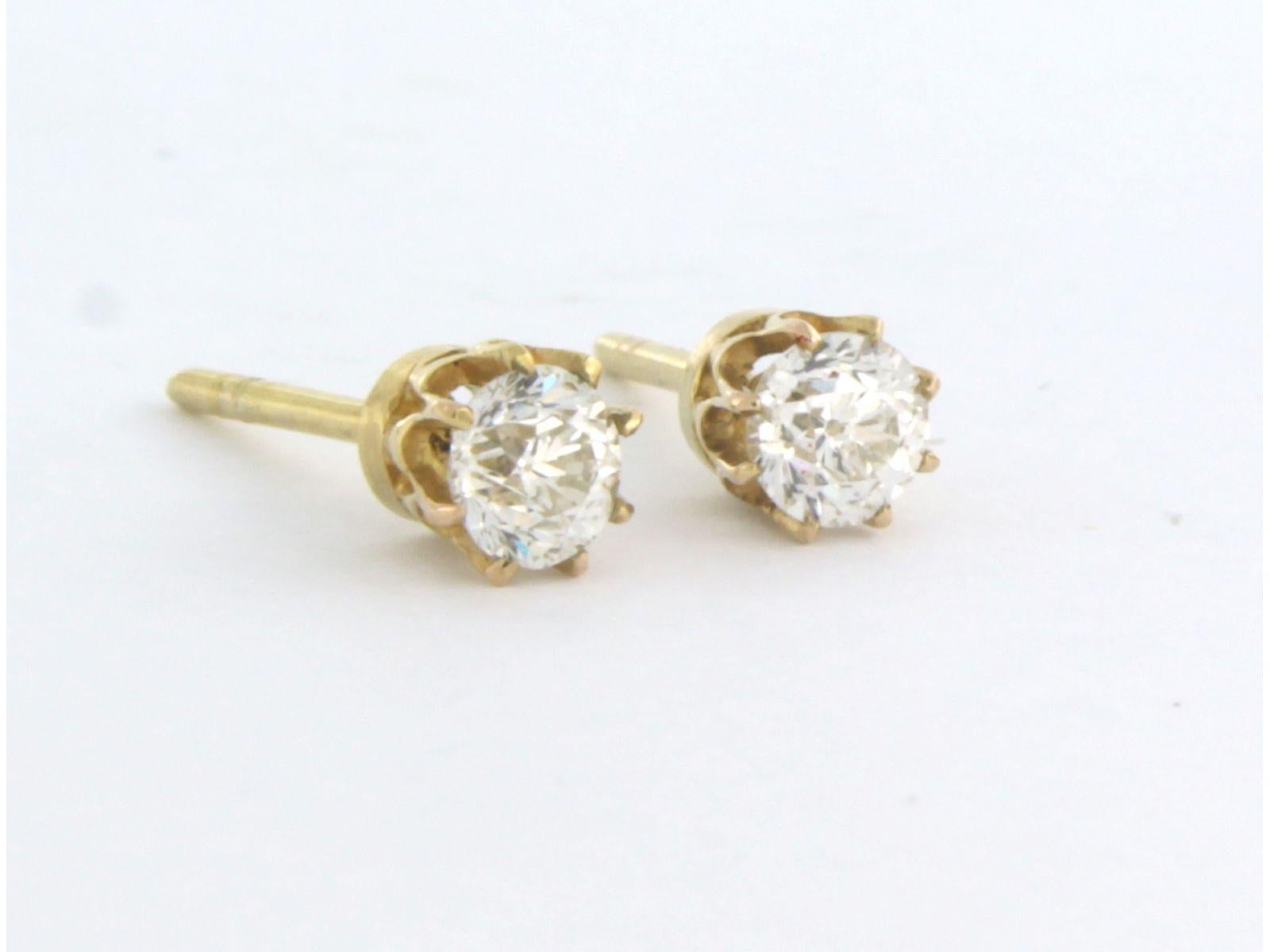 Old European Cut Earrings studs diamonds 14k yellow gold For Sale