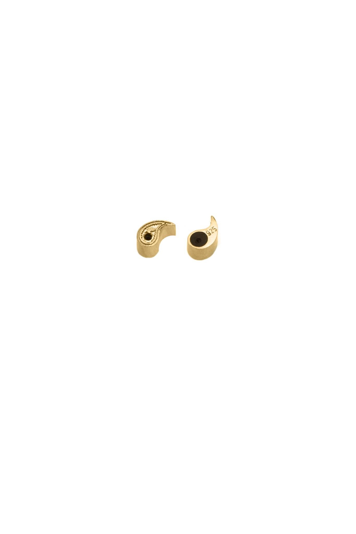 Earrings Studs Round Chain Minimal Short 18K Gold-Plated Silver Greek Earrings In New Condition For Sale In Athens, GR