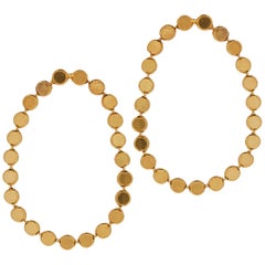Earrings Studs Round Chain Minimal Short 18K Gold-Plated Silver Greek Earrings