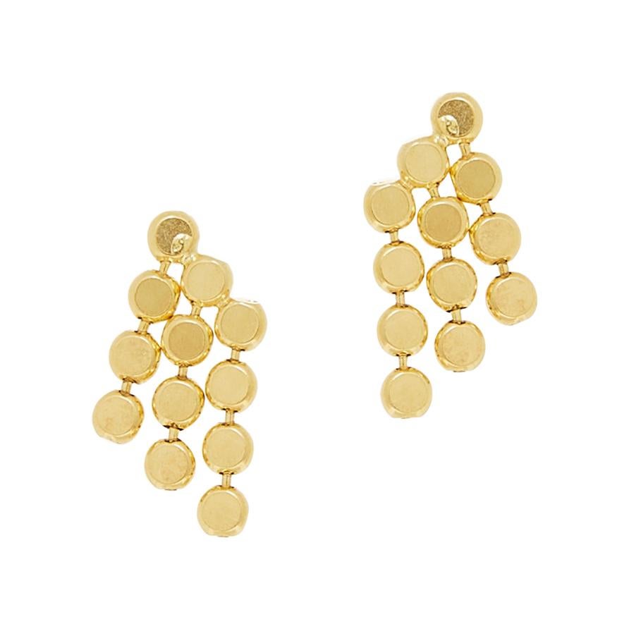 Earrings Studs Round Chain Minimal Short 18K Gold-Plated Silver Greek Earrings For Sale