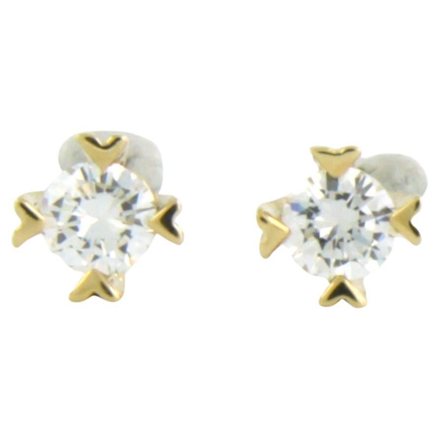 Earrings studs set with brilliant cut diamonds 18k yellow gold For Sale