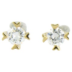 Earrings studs set with brilliant cut diamonds 18k yellow gold