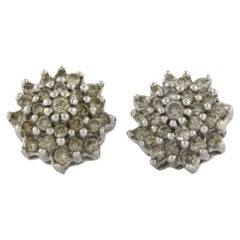 Earrings studs set with diamonds 14k bicolour gold