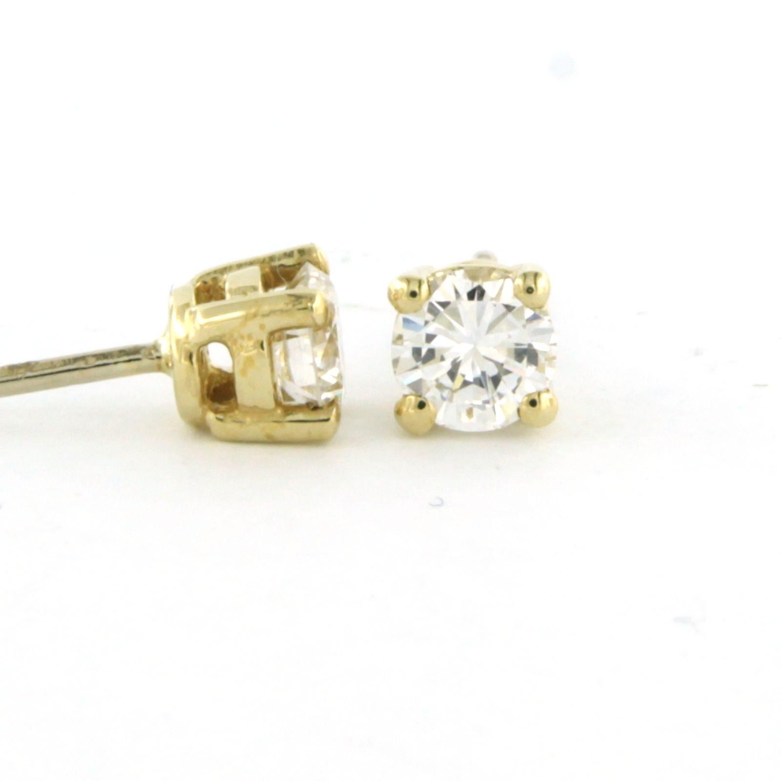 Brilliant Cut Earrings studs set with diamonds 14k yellow gold