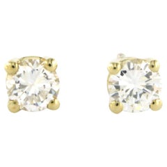 Earrings studs set with diamonds 14k yellow gold