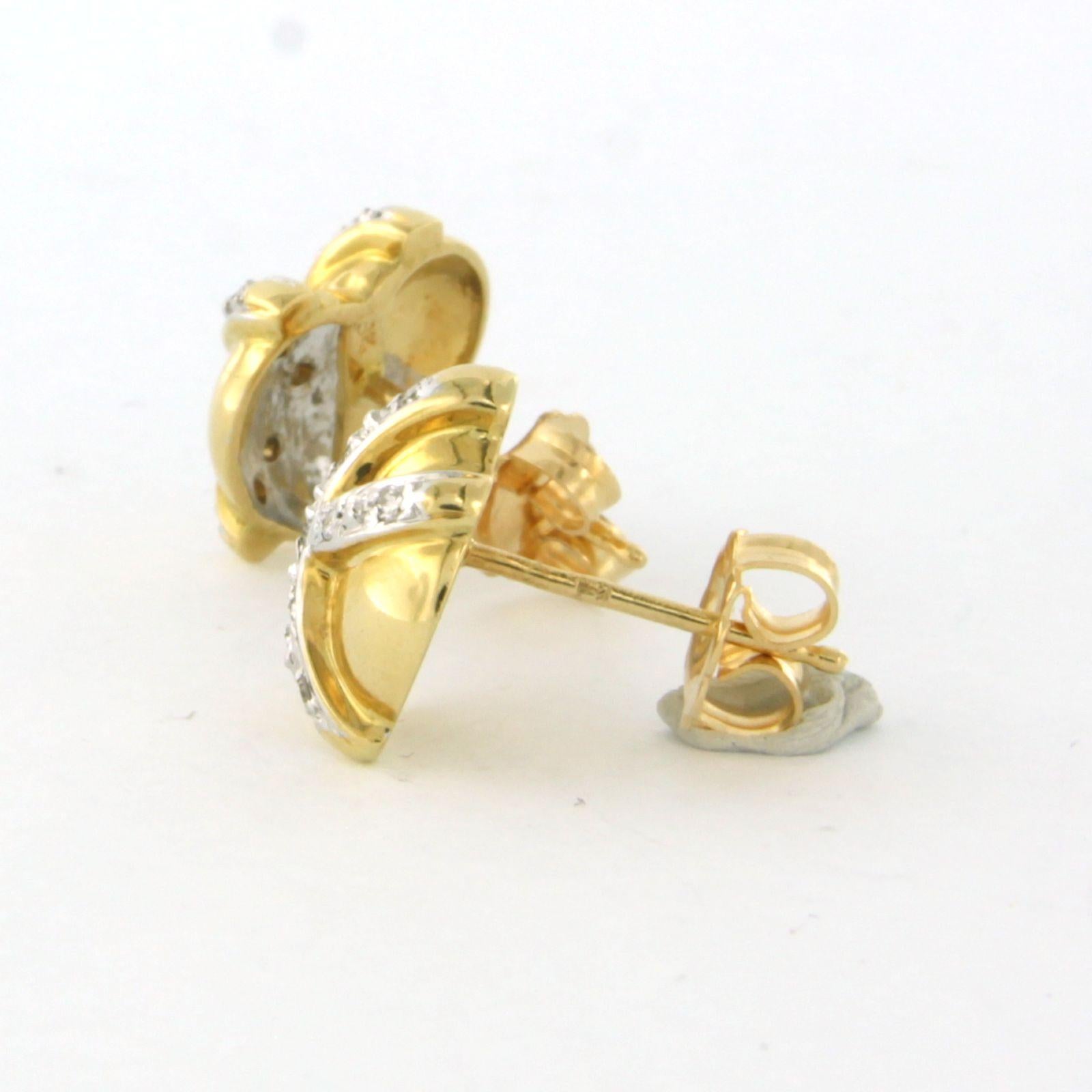Earrings studs set with diamonds 18k bicolour gold For Sale 1