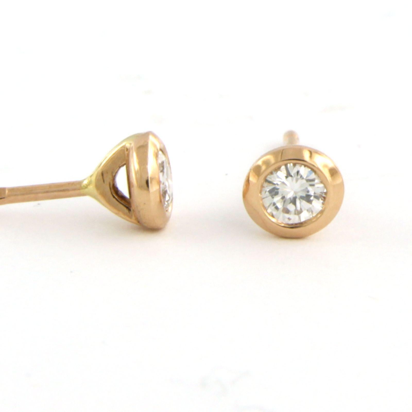 Modern Earrings studs set with diamonds up to 0.30ct 18k pink gold For Sale