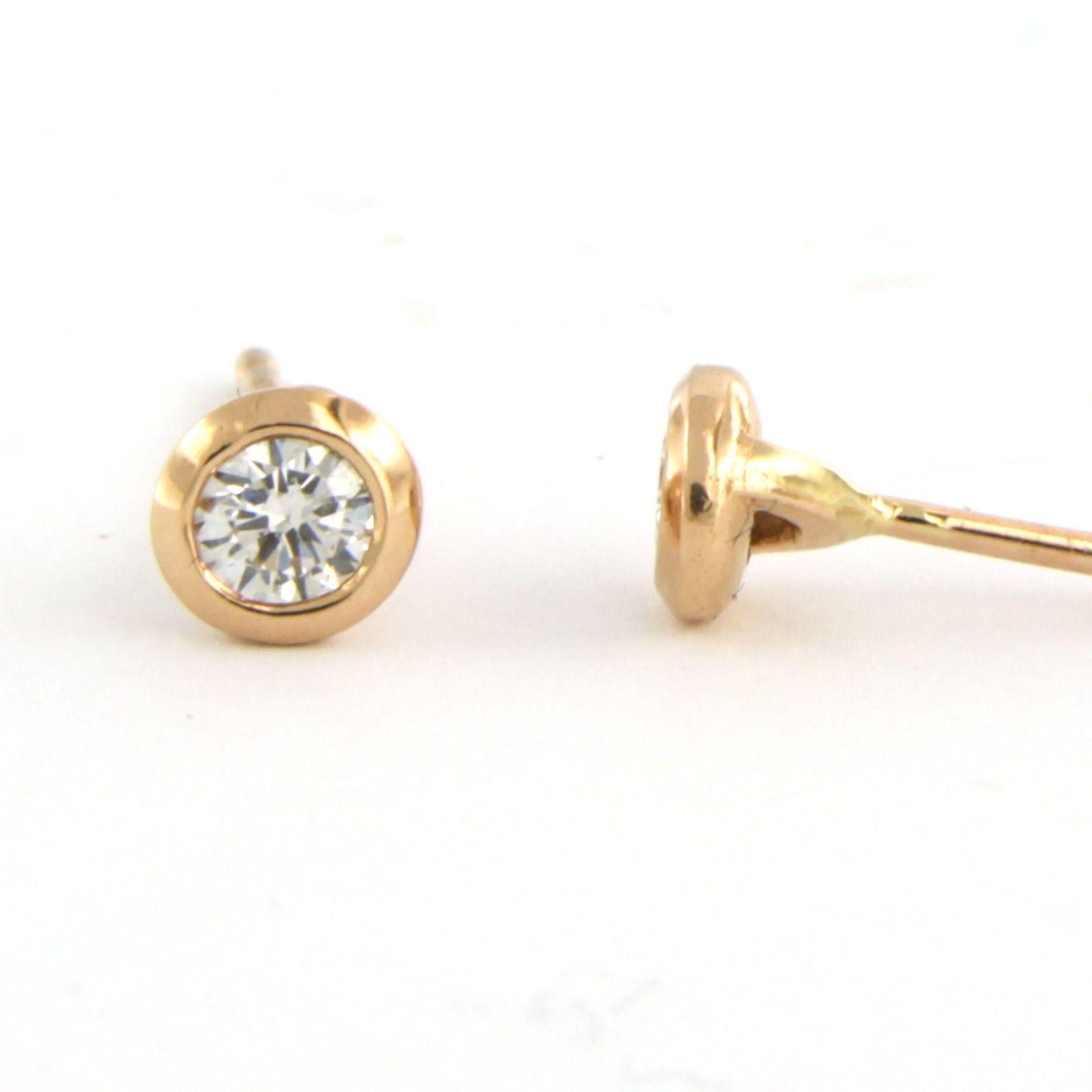 Brilliant Cut Earrings studs set with diamonds up to 0.30ct 18k pink gold For Sale