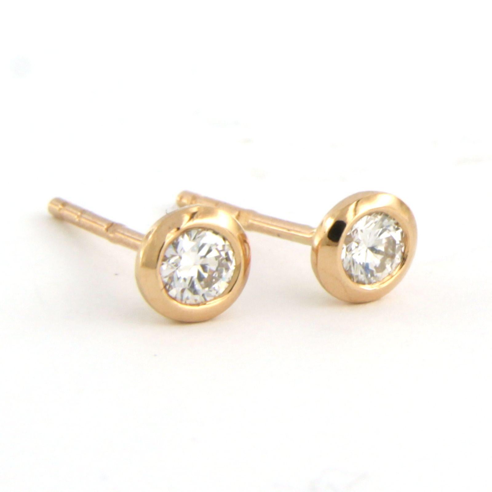 Earrings studs set with diamonds up to 0.30ct 18k pink gold In New Condition For Sale In The Hague, ZH