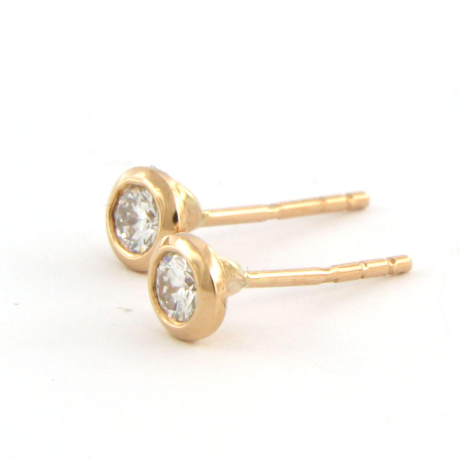 Women's Earrings studs set with diamonds up to 0.30ct 18k pink gold For Sale