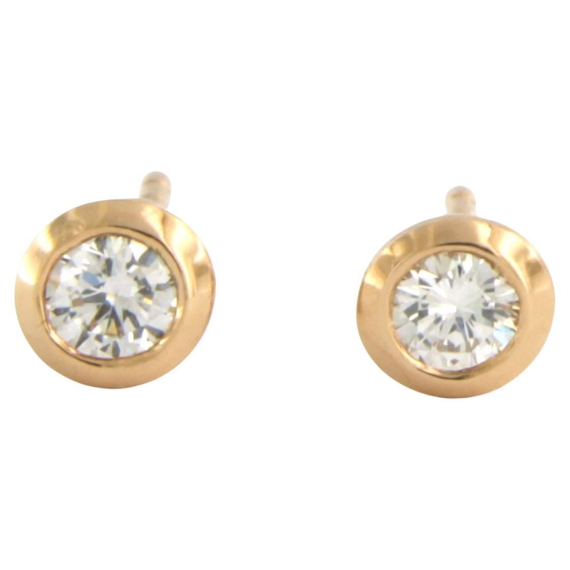 Earrings studs set with diamonds up to 0.30ct 18k pink gold For Sale