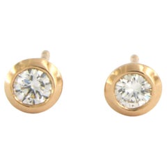 Earrings studs set with diamonds up to 0.30ct 18k pink gold