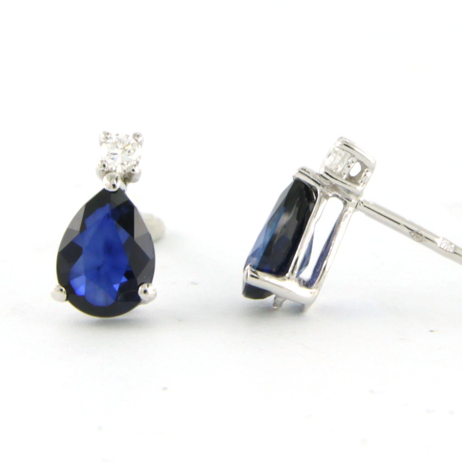 Modern Earrings studs set with sapphire up to 1.40ct and diamonds up to 0.08ct 18k gold For Sale