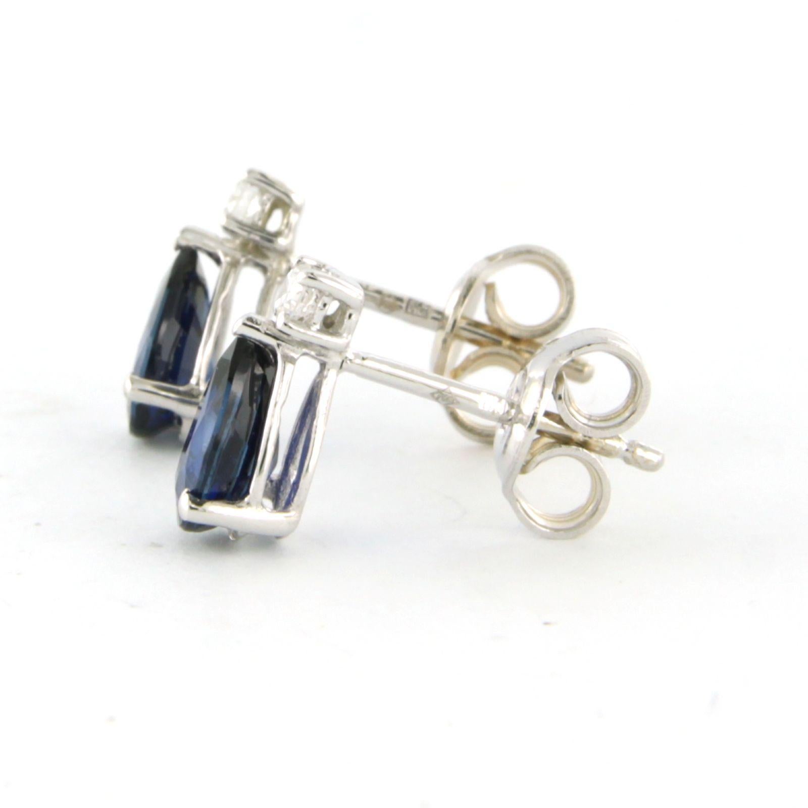 Earrings studs set with sapphire up to 1.40ct and diamonds up to 0.08ct 18k gold For Sale 1
