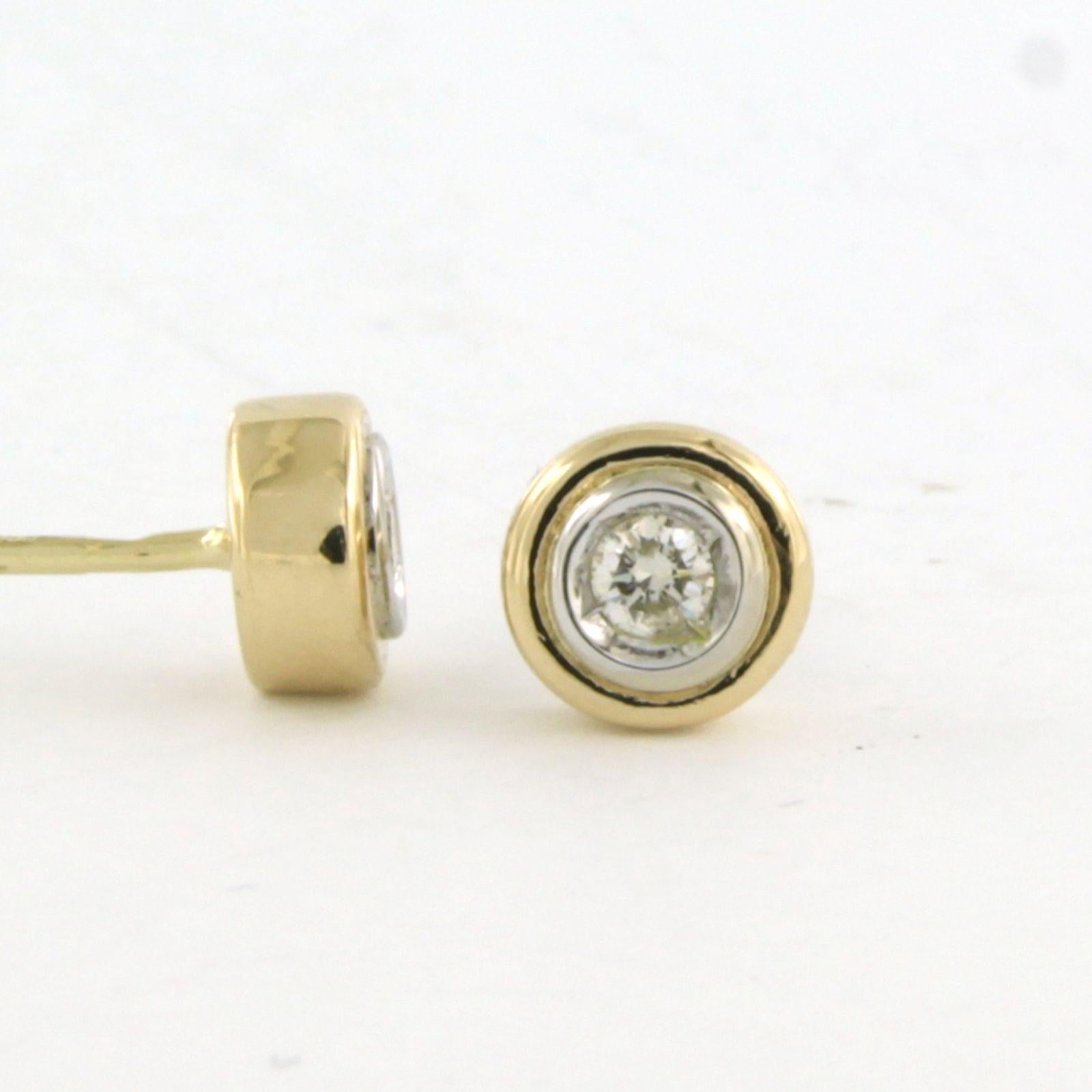 Brilliant Cut Earrings studs with brilliant cut diamonds up to 0.14ct 14k bicolour gold