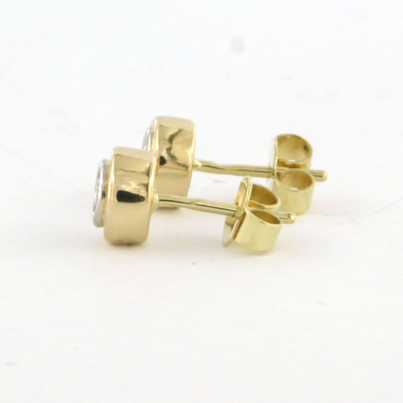 Earrings studs with brilliant cut diamonds up to 0.14ct 14k bicolour gold 1