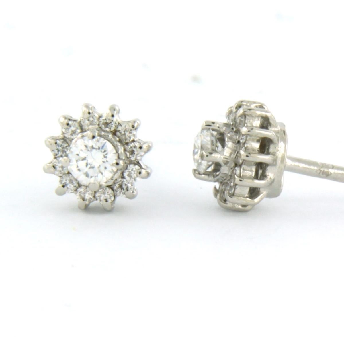 Women's Earrings studs with brilliant cut diamonds up to 0.34ct 18k white gold 2.0 grams For Sale