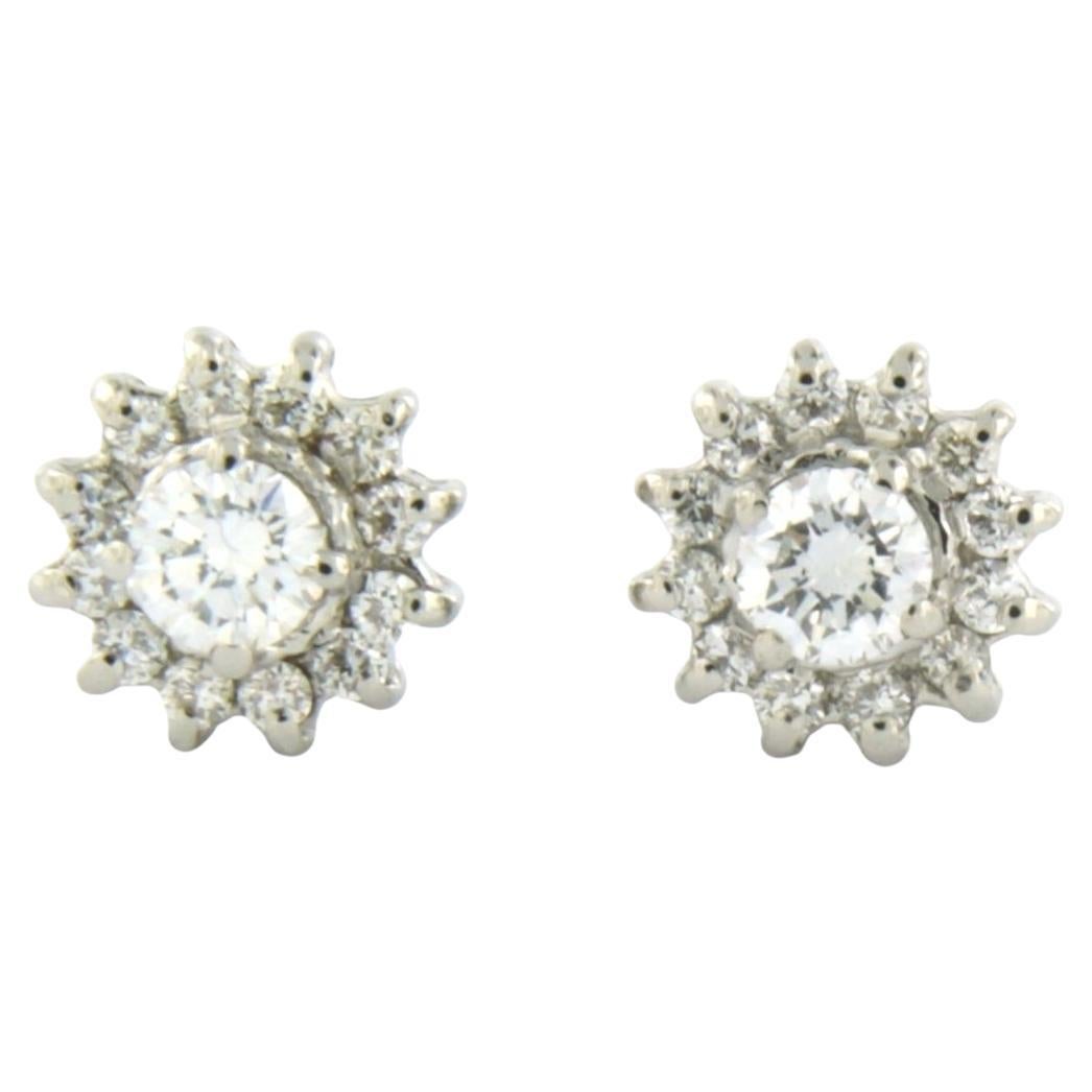 Earrings studs with brilliant cut diamonds up to 0.34ct 18k white gold 2.0 grams For Sale