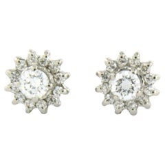 Earrings studs with brilliant cut diamonds up to 0.34ct 18k white gold 2.0 grams