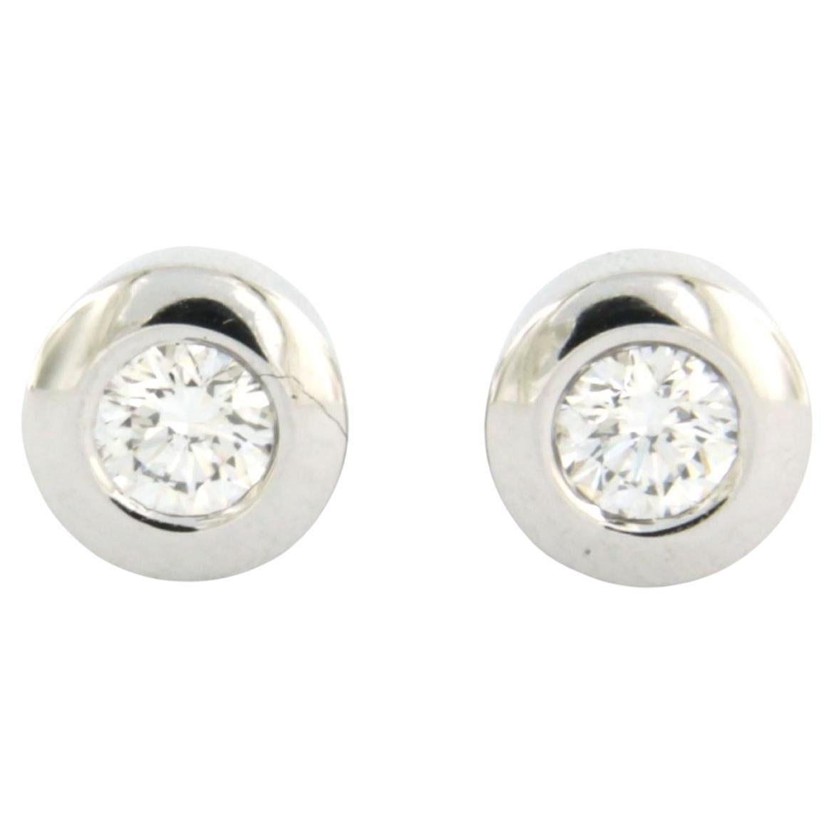 Earrings studs with brilliant cut diamonds up to 0.70ct 14k white gold