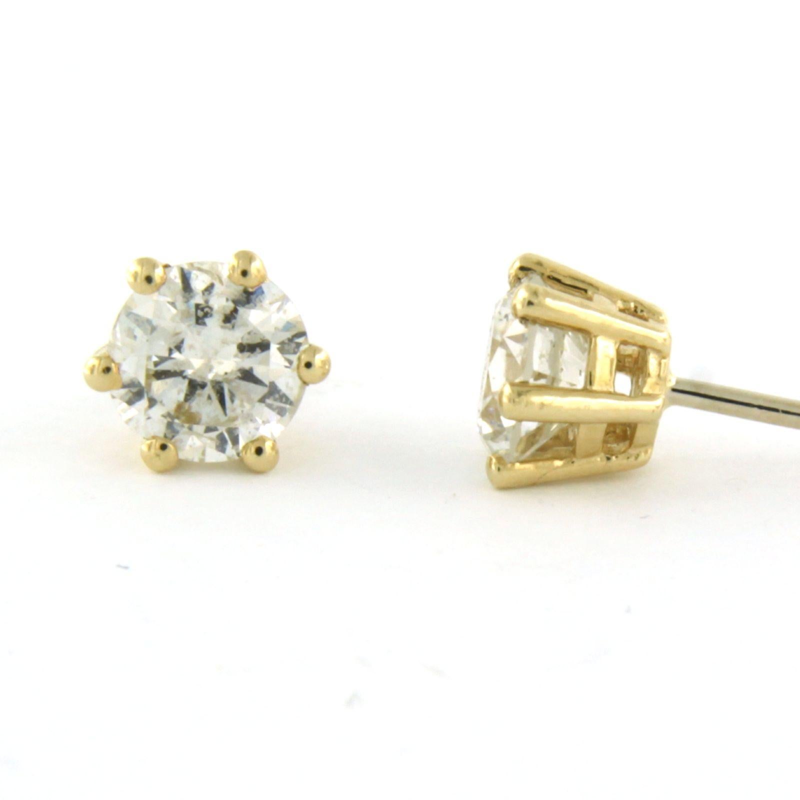 Moderne Boucles d'oreilles clous d'oreilles avec diamants taille brillant jusqu'à 1.44ct or jaune 14k en vente