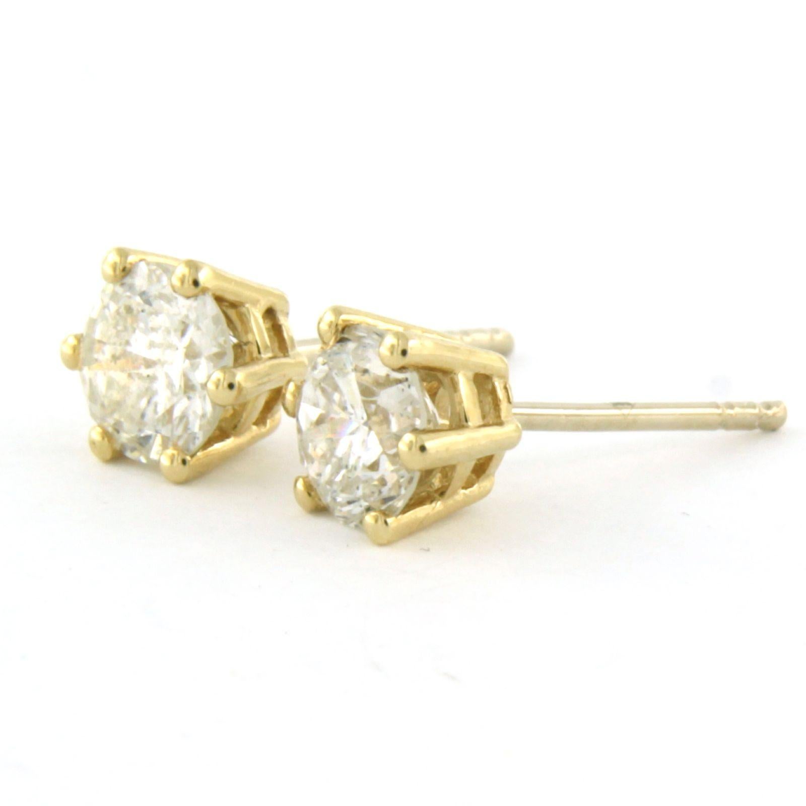 Boucles d'oreilles clous d'oreilles avec diamants taille brillant jusqu'à 1.44ct or jaune 14k Pour femmes en vente
