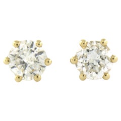 Boucles d'oreilles clous d'oreilles avec diamants taille brillant jusqu'à 1.44ct or jaune 14k