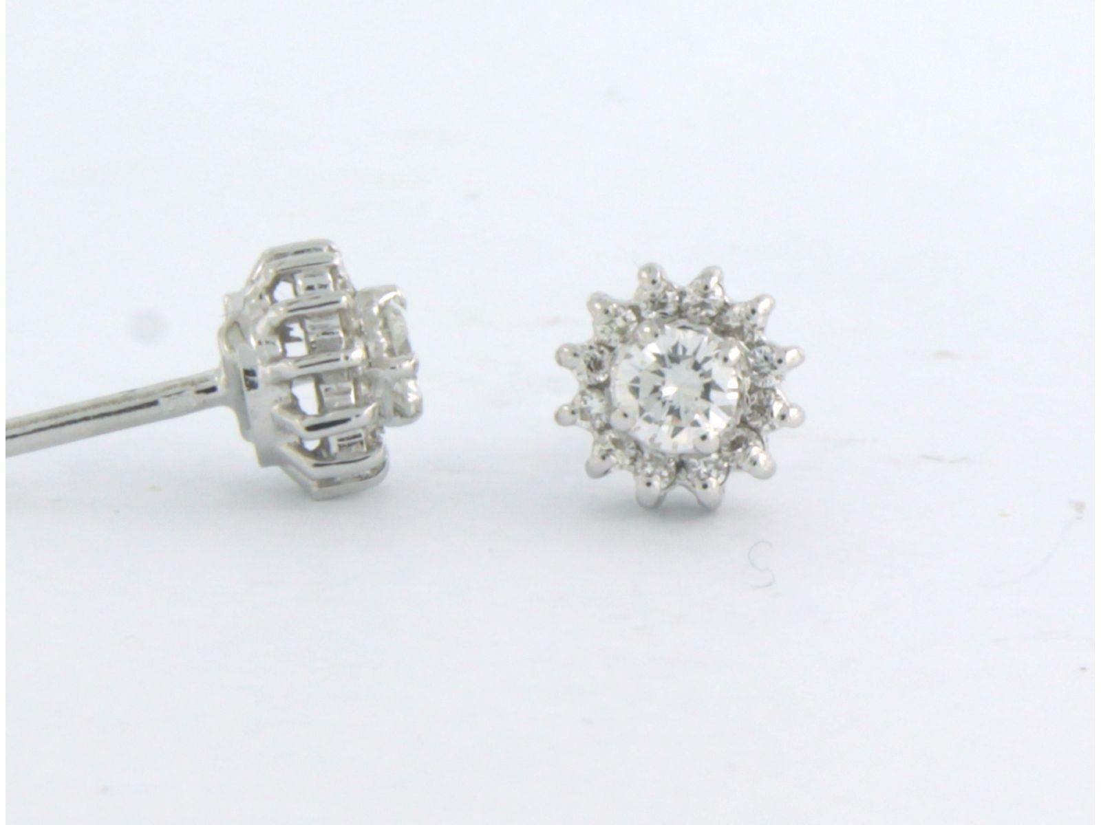 Modern Earrings studs with diamonds 0.38ct 18k white gold For Sale