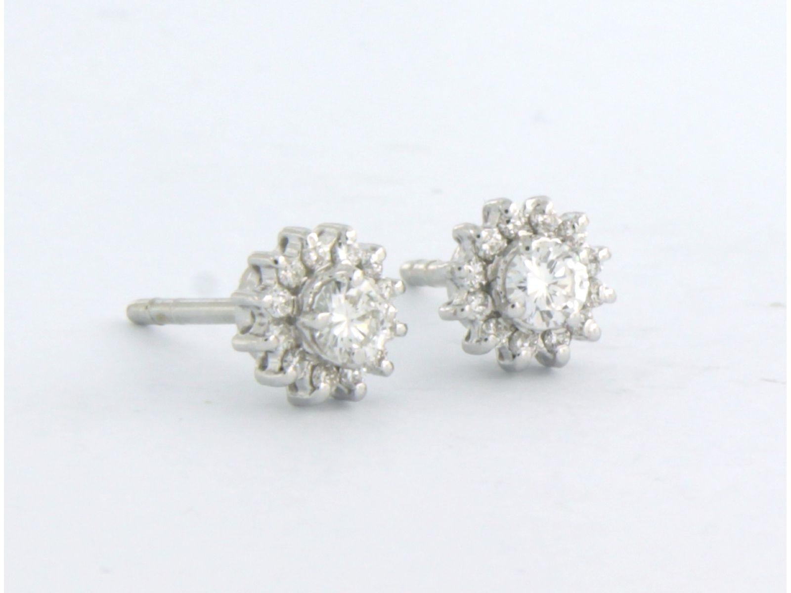 Earrings studs with diamonds 0.38ct 18k white gold In New Condition For Sale In The Hague, ZH